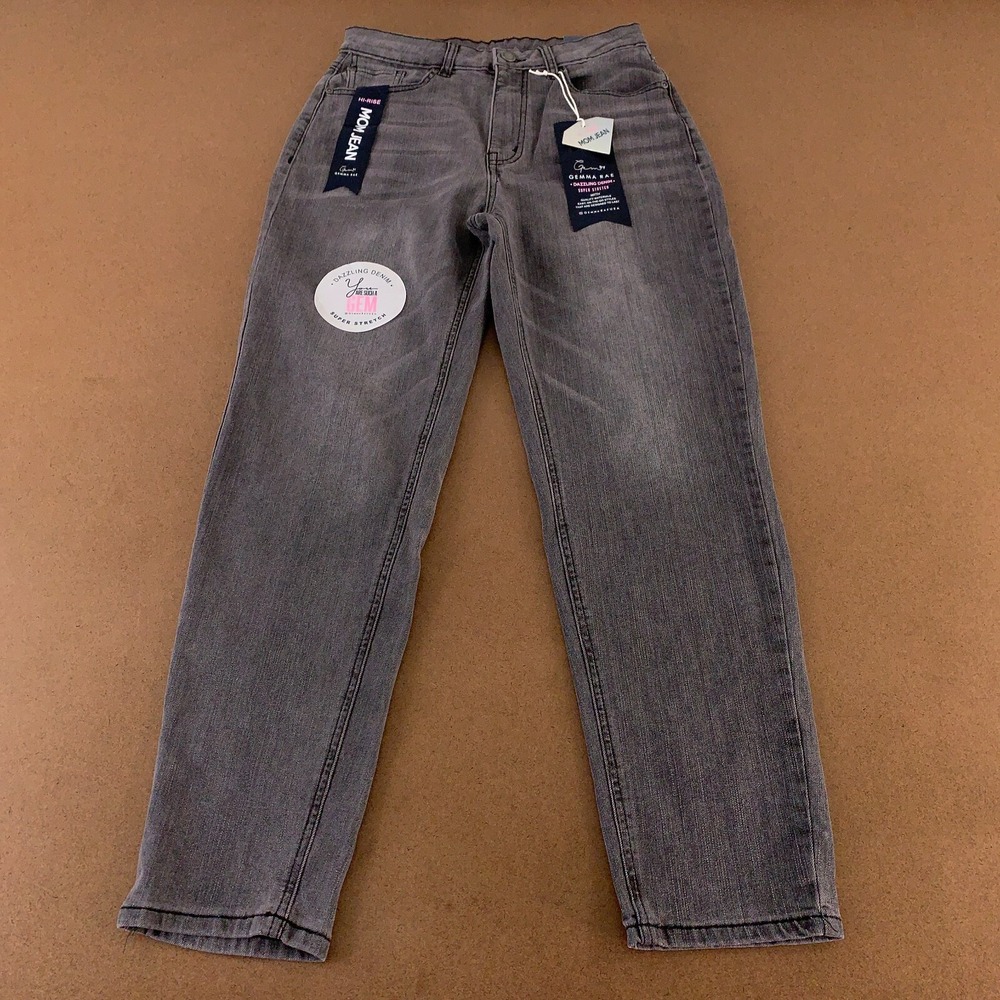 Gem by Gemma Rae Juniors Size 7 Gray Super Stretch Denim Hi Rise Mom Jeans NWT